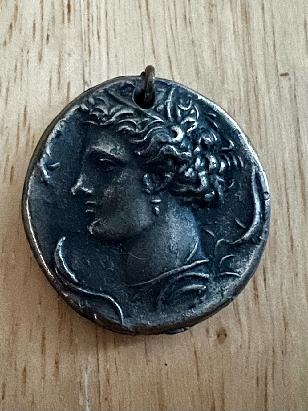 Vintage Silver Syracuse Decadrachm Ancient Greek Coin Replica Pendant Necklace